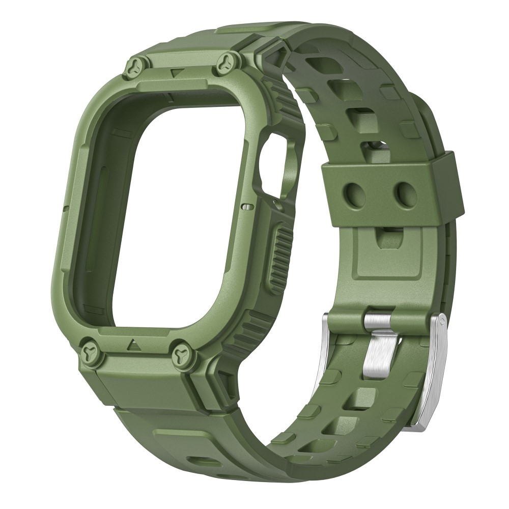 Cseppálló szilikon tok szíjjal Apple Watch Ultra 49mm készülékhez - zöld