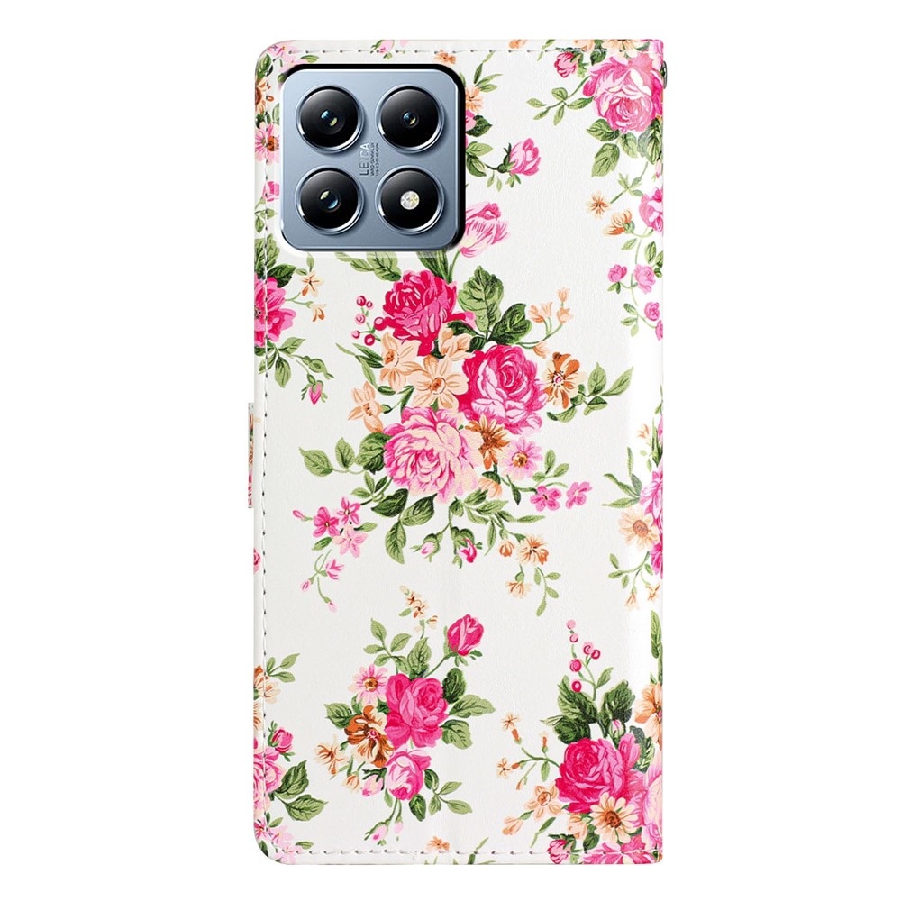 Egyedi könyv tok a Xiaomi 15T Pro számára - piros virágok