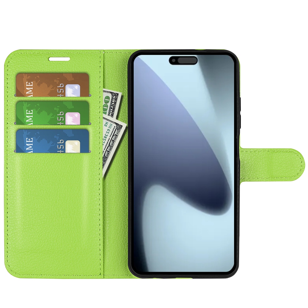 Litchi könyvtáska iPhone 17 készülékhez - zöld