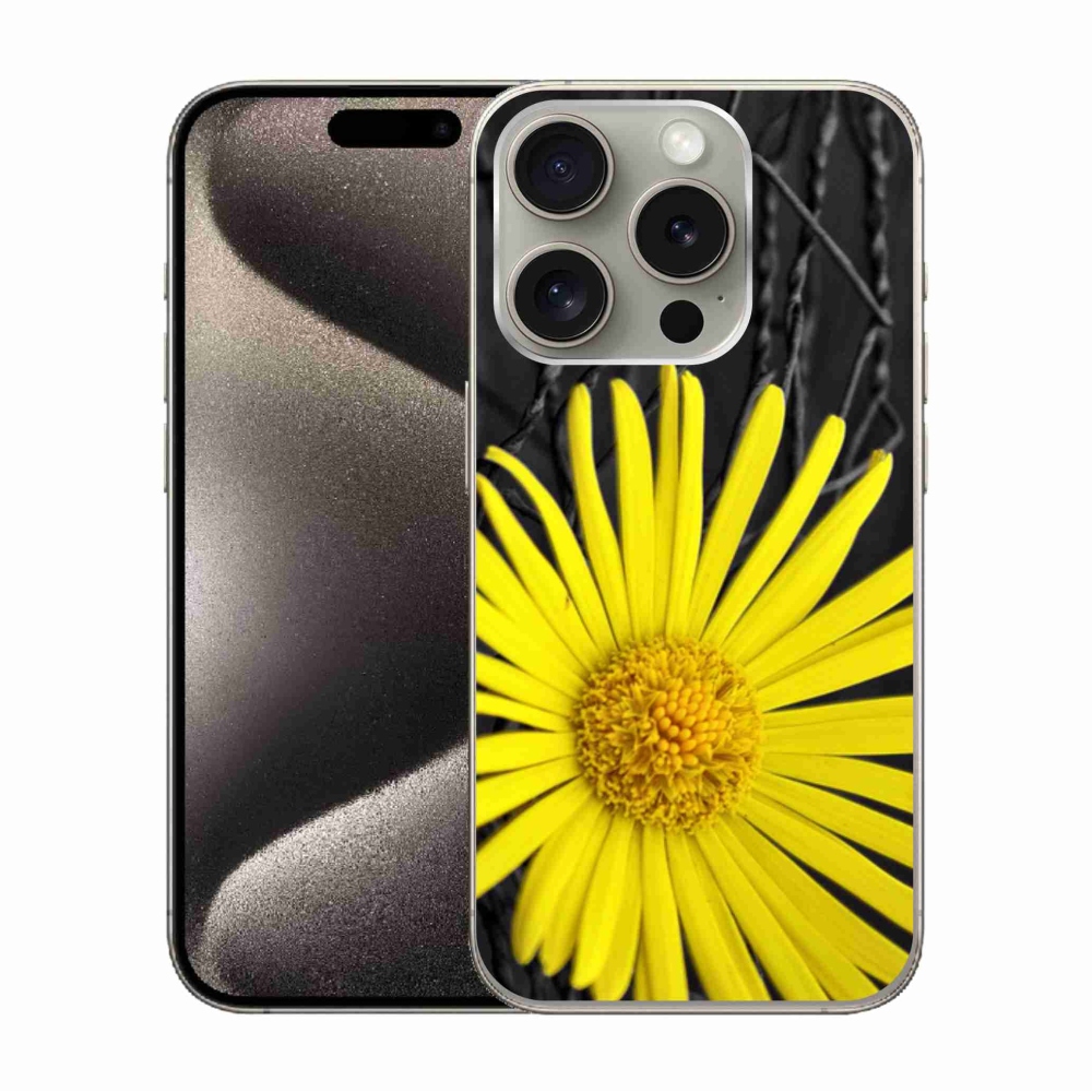Gél védőhuzat mmCase iPhone 15 Pro készülékhez - sárga virág