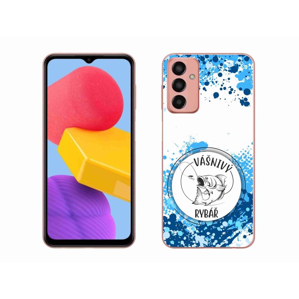 Gél borító mmCase Samsung Galaxy M13 készülékhez - szenvedélyes halász fehér háttérrel