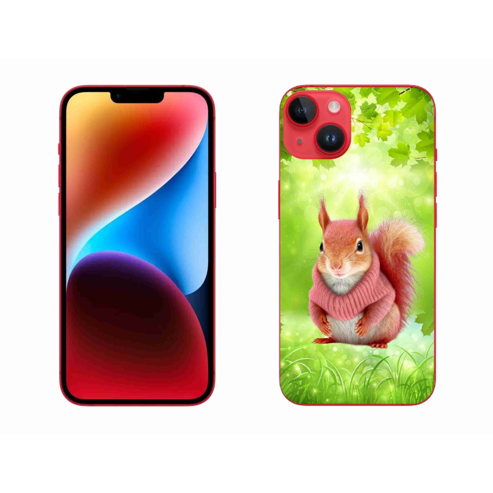 Zselés borítás mmCase iPhone 14 Plus készülékhez - mókus pulóverben