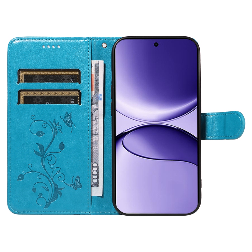 Virágok könyv tok Xiaomi Poco F7 5G-hez - kék
