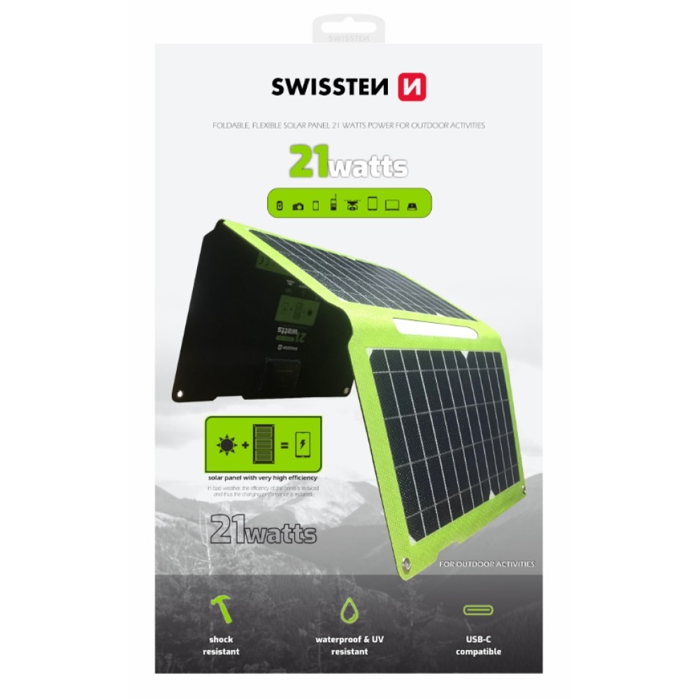 Swissten összecsukható napelem 21W
