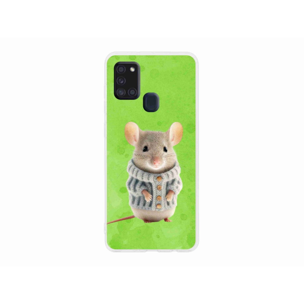Gél borítás mmCase Samsung Galaxy A21s készülékhez - egér pulóverben