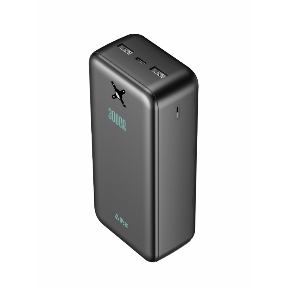 iPEAX Powerbank 30 000 mAh 10,5W 2x USB-A, fekete
