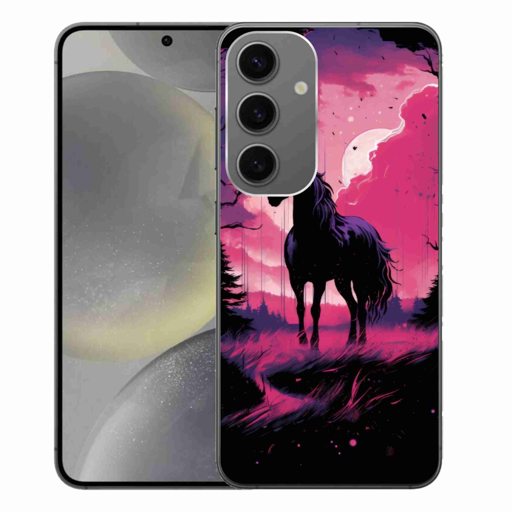 Gél védőhuzat mmCase Samsung Galaxy S24+ - fekete rajzfilm ló 1