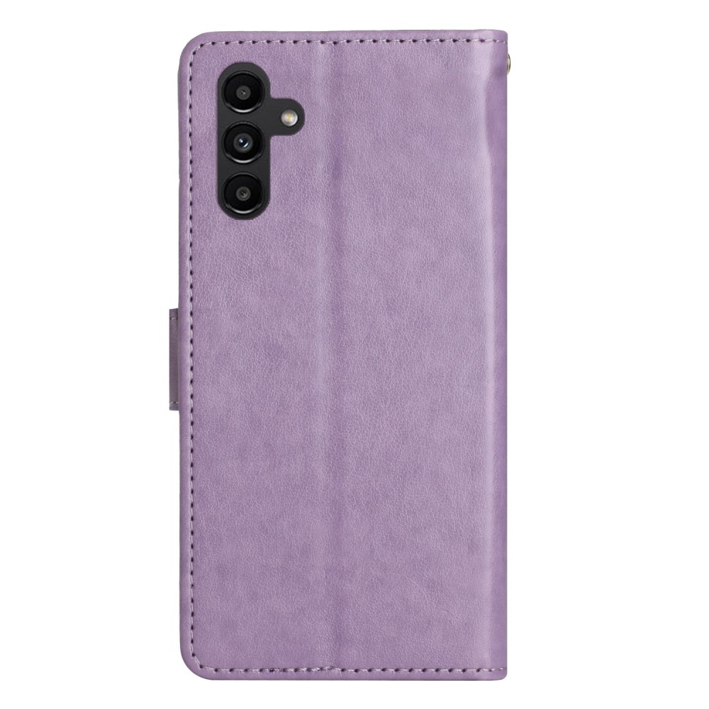 Virágok könyv tok Samsung Galaxy S25-hez - világos lila