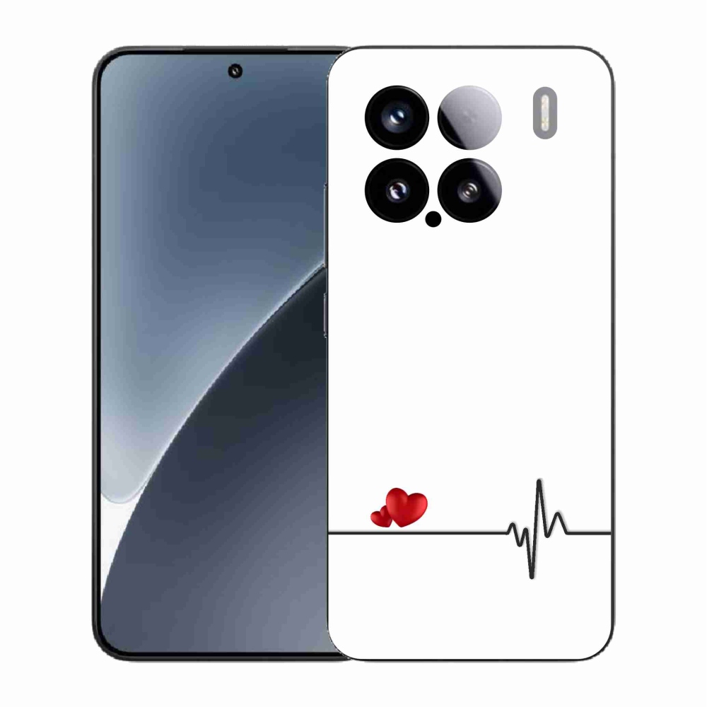 Gél borító mmCase a Xiaomi 15-hez - szív és szívverés fehér háttérrel