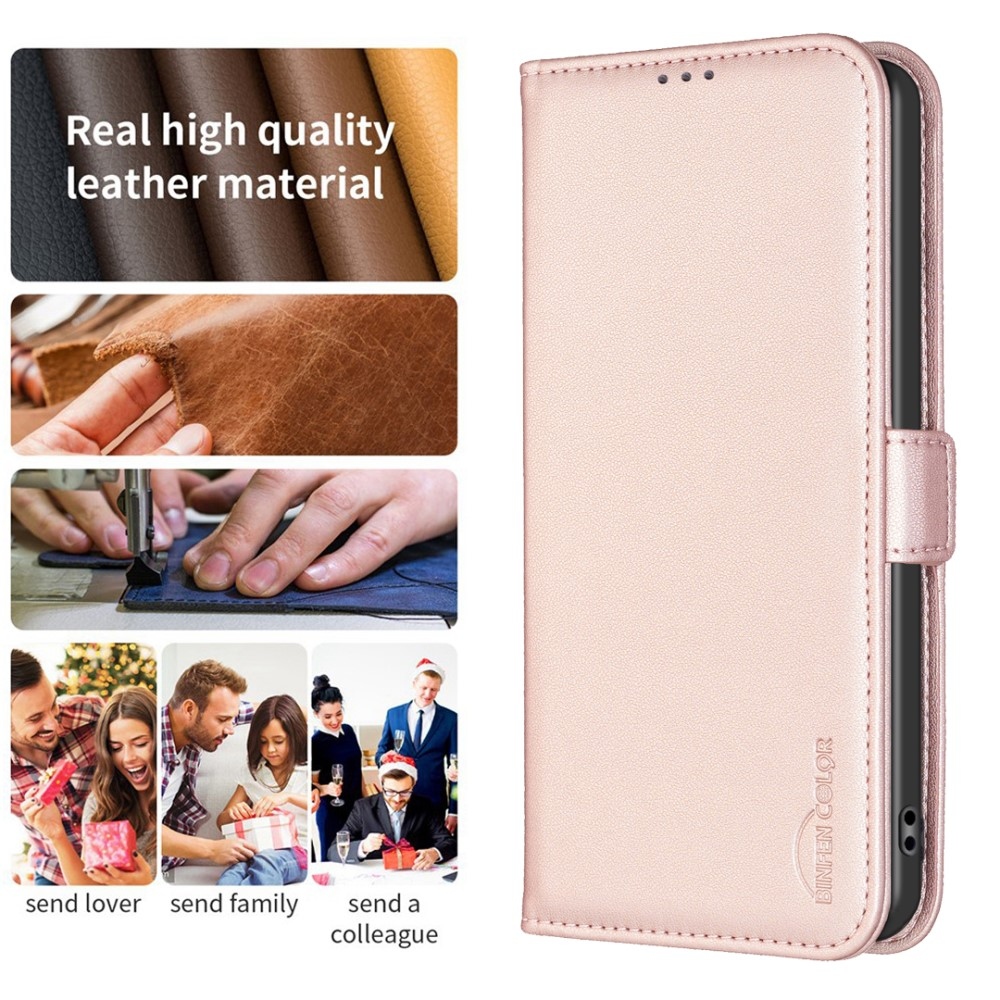 BNF könyv tok Xiaomi Redmi 13 4G/Poco M6 4G - rózsaarany színben