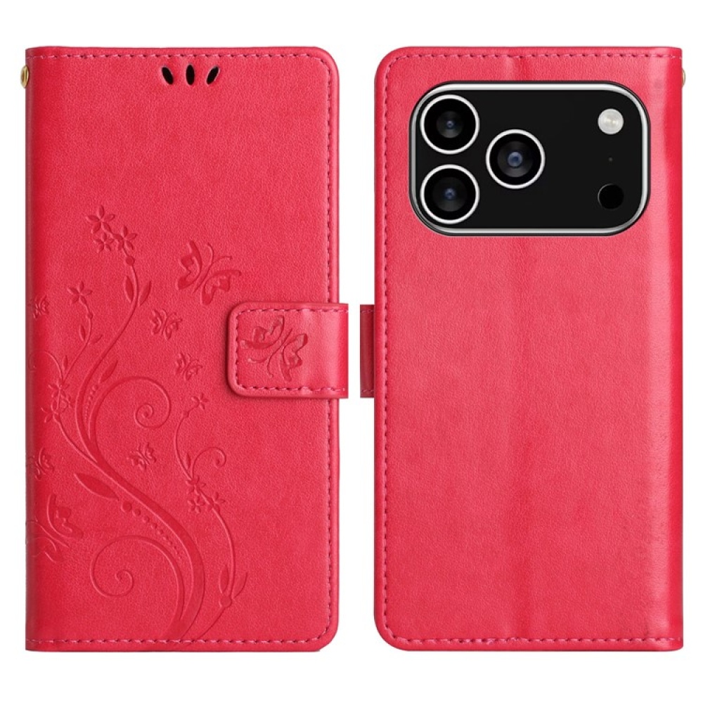 Virágok könyv tok iPhone 17 Pro-hoz - piros