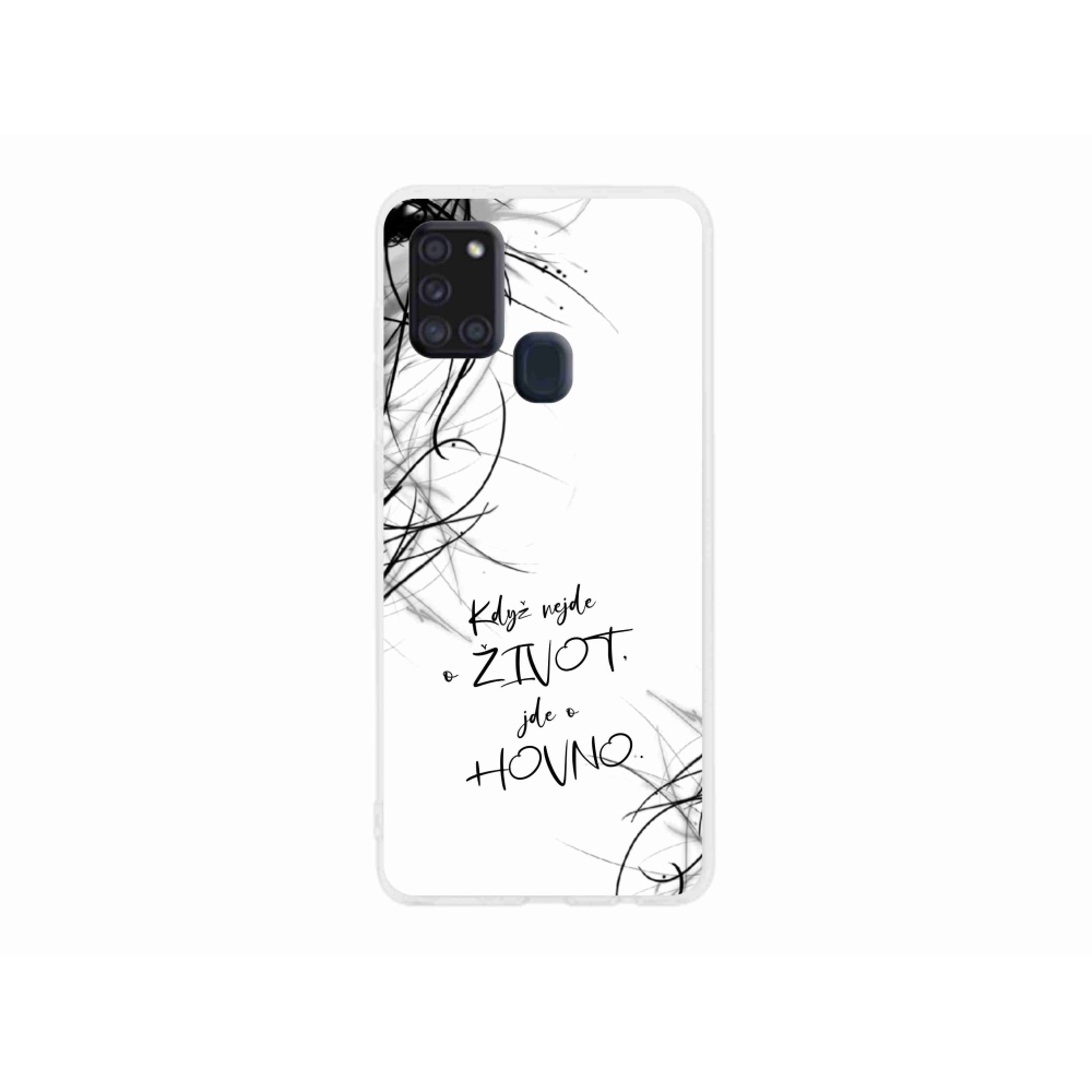 Gél borító mmCase Samsung Galaxy A21s készülékhez - vicces szöveg 16 fehér háttér
