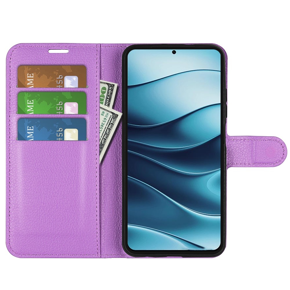 Litchi könyv tok a Xiaomi Redmi Note 14 5G-hez - lila