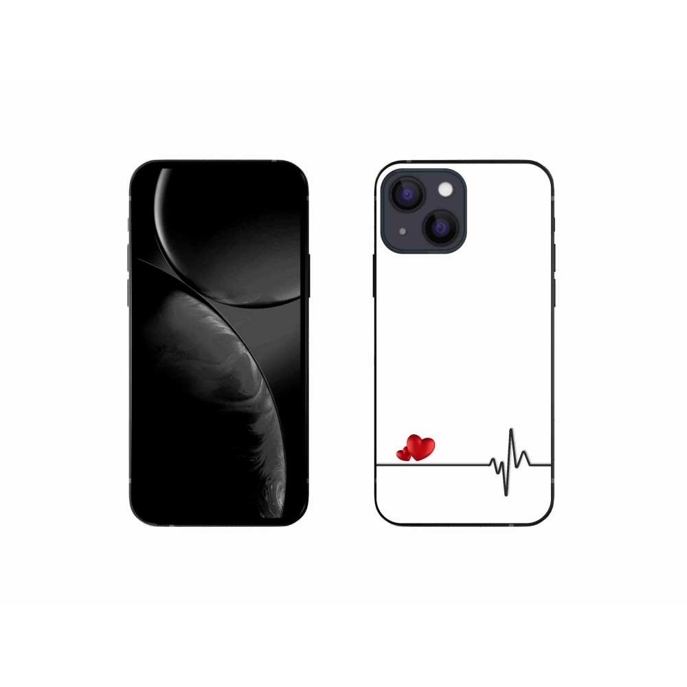 Gél borítás mmCase iPhone 13 mini 5.4 készülékhez - szív és szívverés fehér háttérrel