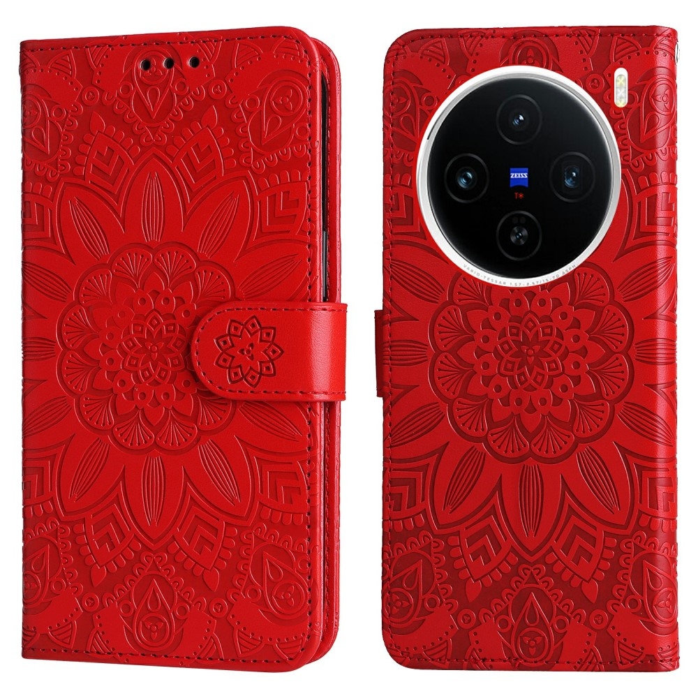 Napraforgó könyv tok a Vivo X200 5G-hez - piros