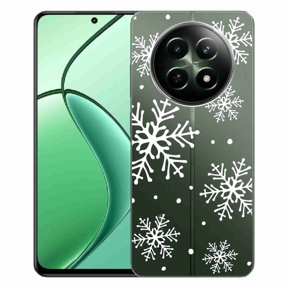 Zselés borítás mmCase a Realme 12 5G/12x 5G készülékhez - fehér pelyhek átlátszó háttéren