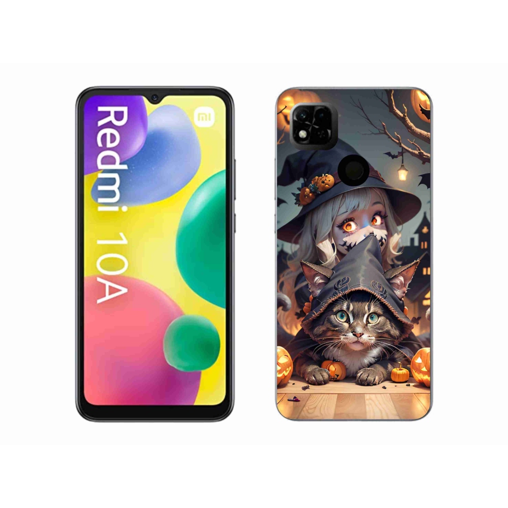 Gél borítás mmCase a Xiaomi Redmi 10A számára - boszorkány macskával