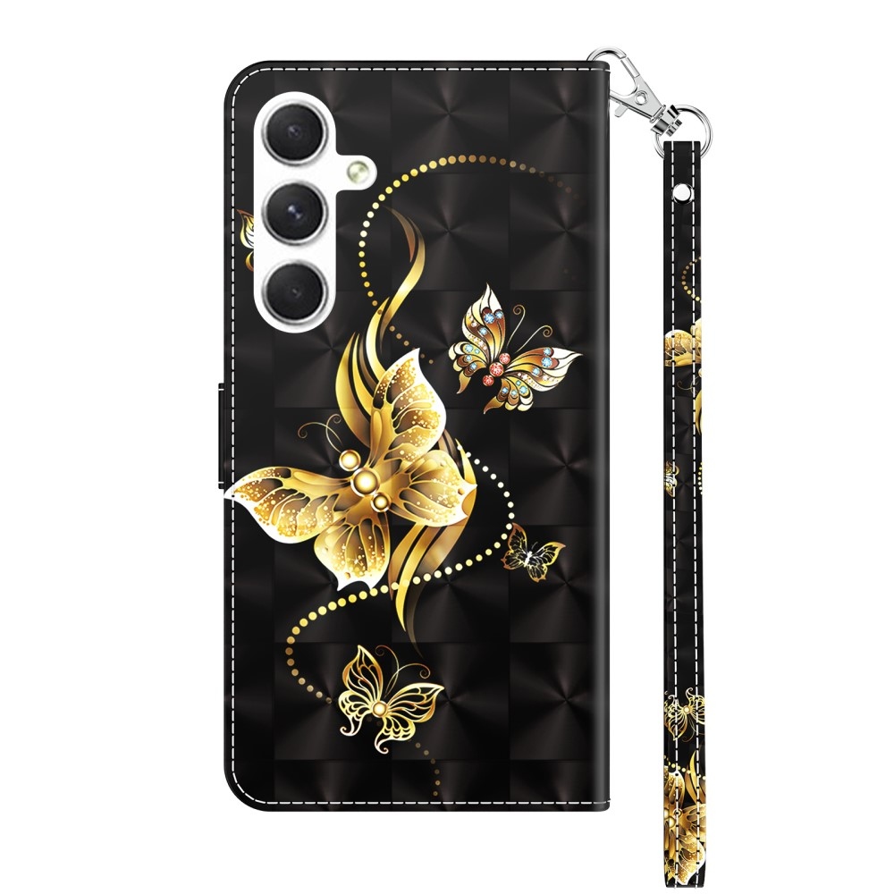 Foltos könyv tok Samsung Galaxy A16 4G/5G - arany pillangó
