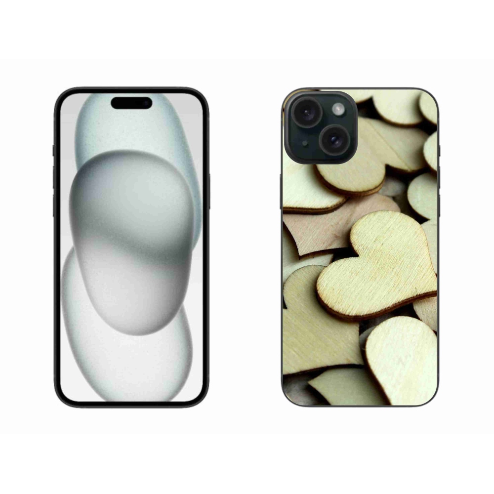 Zselés borítás mmCase iPhone 15 Plus készülékhez - fából készült szívek
