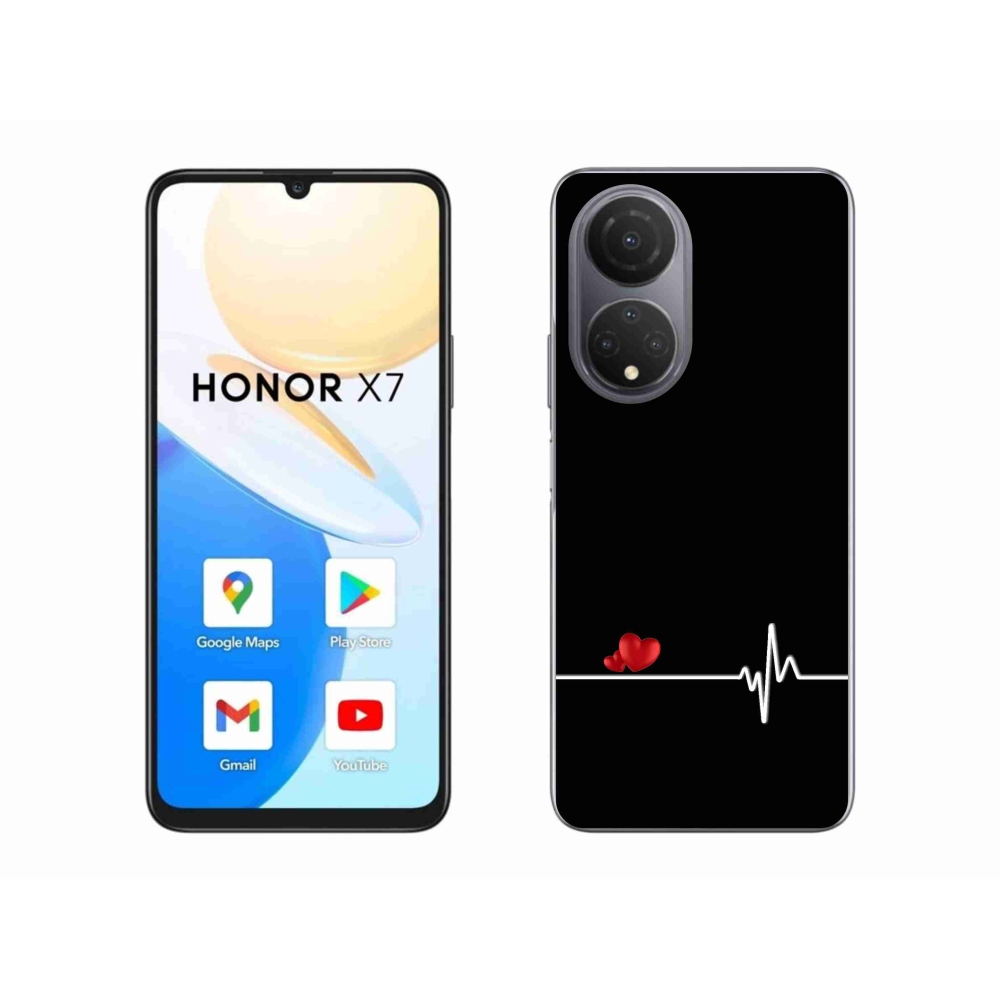 Gél borító mmCase a Honor X7-hez - szív és szívverés fekete háttérrel