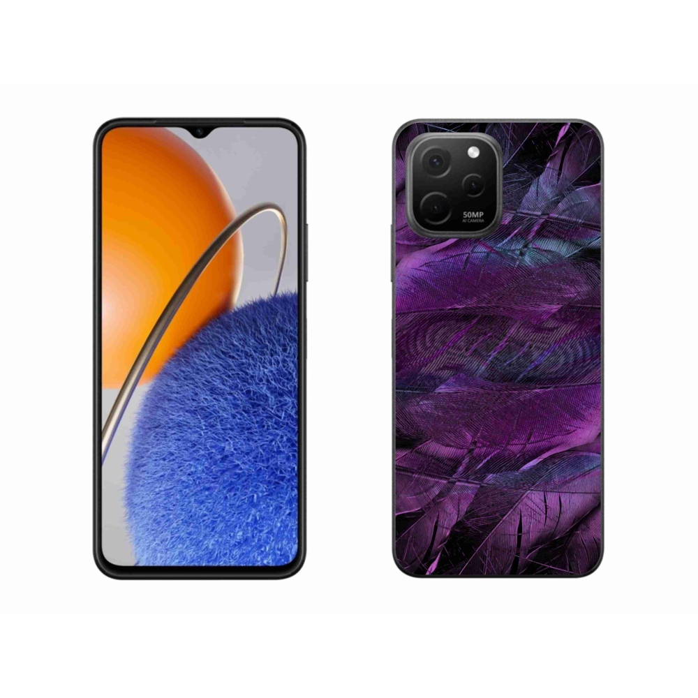 Gél borítás mmCase a Huawei Nova Y61 készülékhez - lila tollak