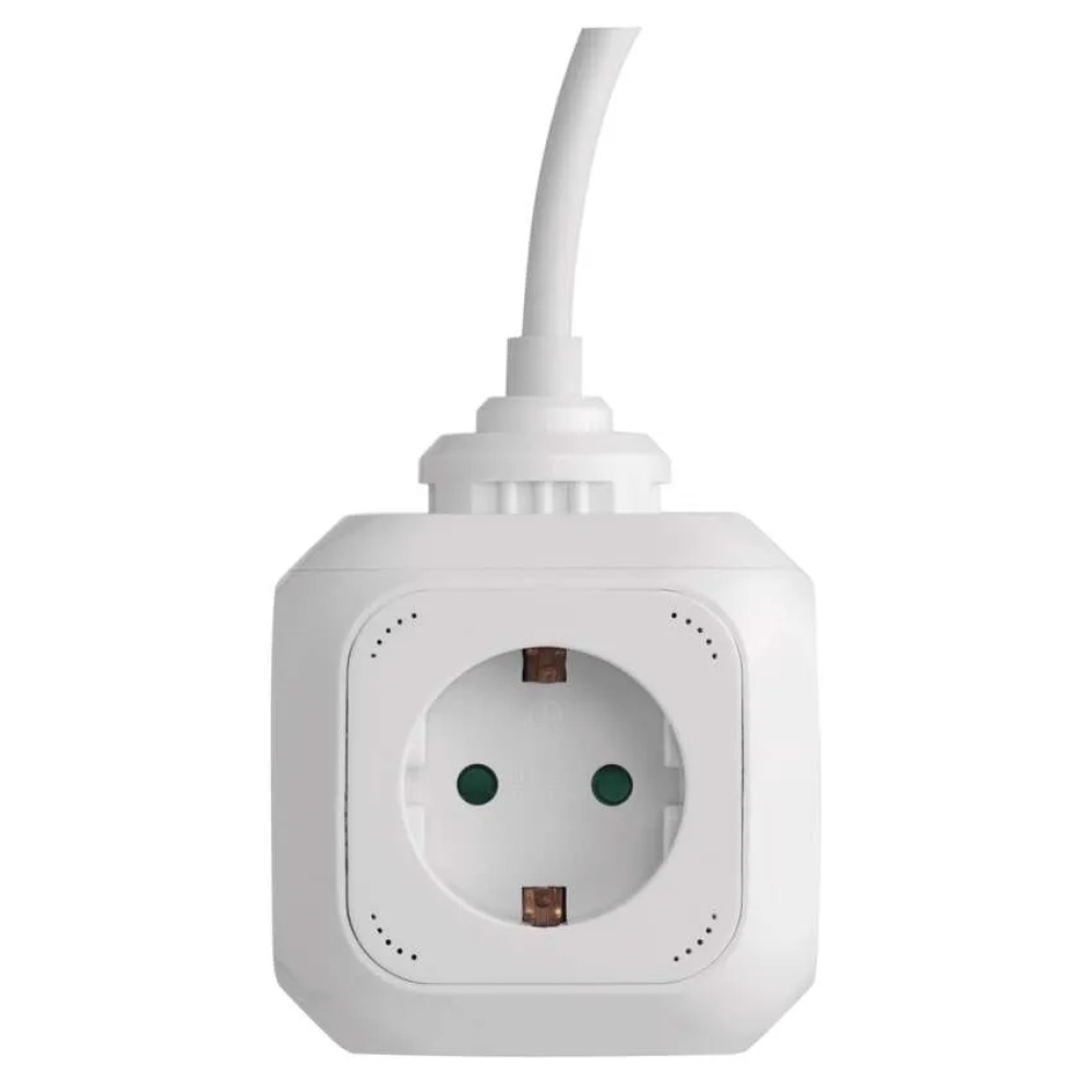 Hosszabbító kábel - kocka 1,9 m / 4 aljzat / fehér / PVC / USB-vel / 1,5 mm2