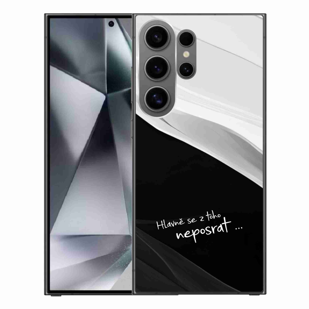 Gél borító mmCase Samsung Galaxy S24 Ultra készülékhez - vicces szöveg 13 fekete és fehér háttérrel