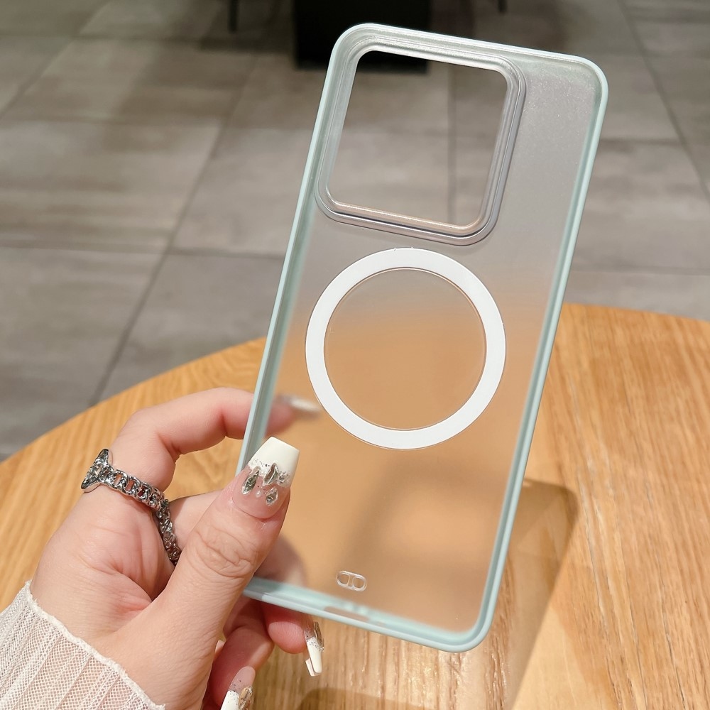 Matt zselés tok szilárd hátlappal és MagSafe-val Xiaomi 14-hez - zöld
