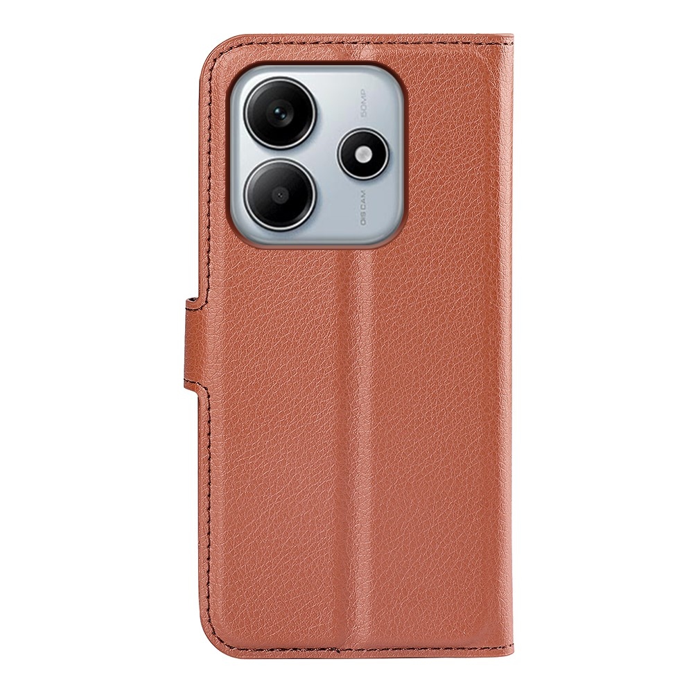 Litchi könyv tok a Xiaomi Redmi Note 14 5G-hez - barna