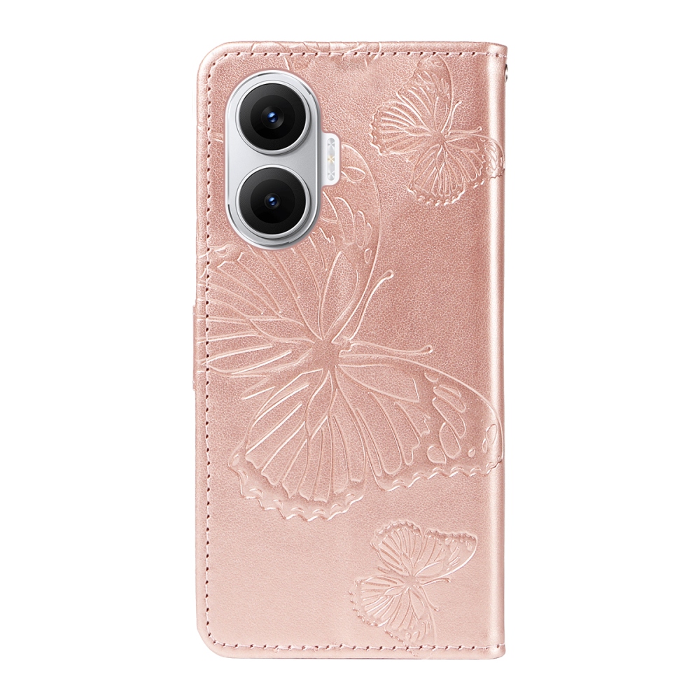 Nagy pillangó könyv tok a Xiaomi Poco F7 5G-hez - rózsaarany