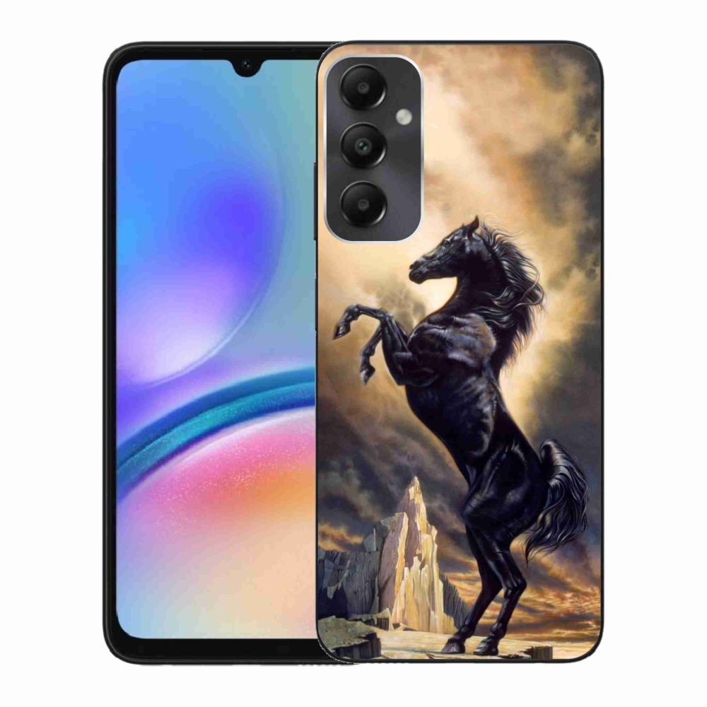 Zselés borítás mmCase Samsung Galaxy A05s készülékhez - fekete rajzfilm ló