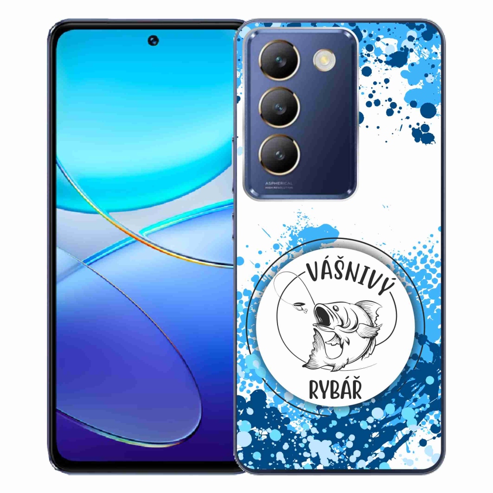 Gél borítás mmCase a Vivo V40 SE 4G/5G készülékhez - szenvedélyes halász fehér háttérrel