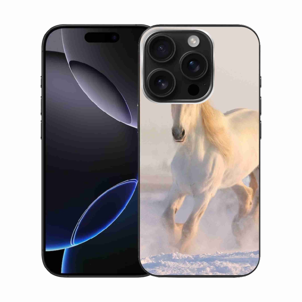 Gél tok mmCase iPhone 16 Pro készülékhez - ló a hóban