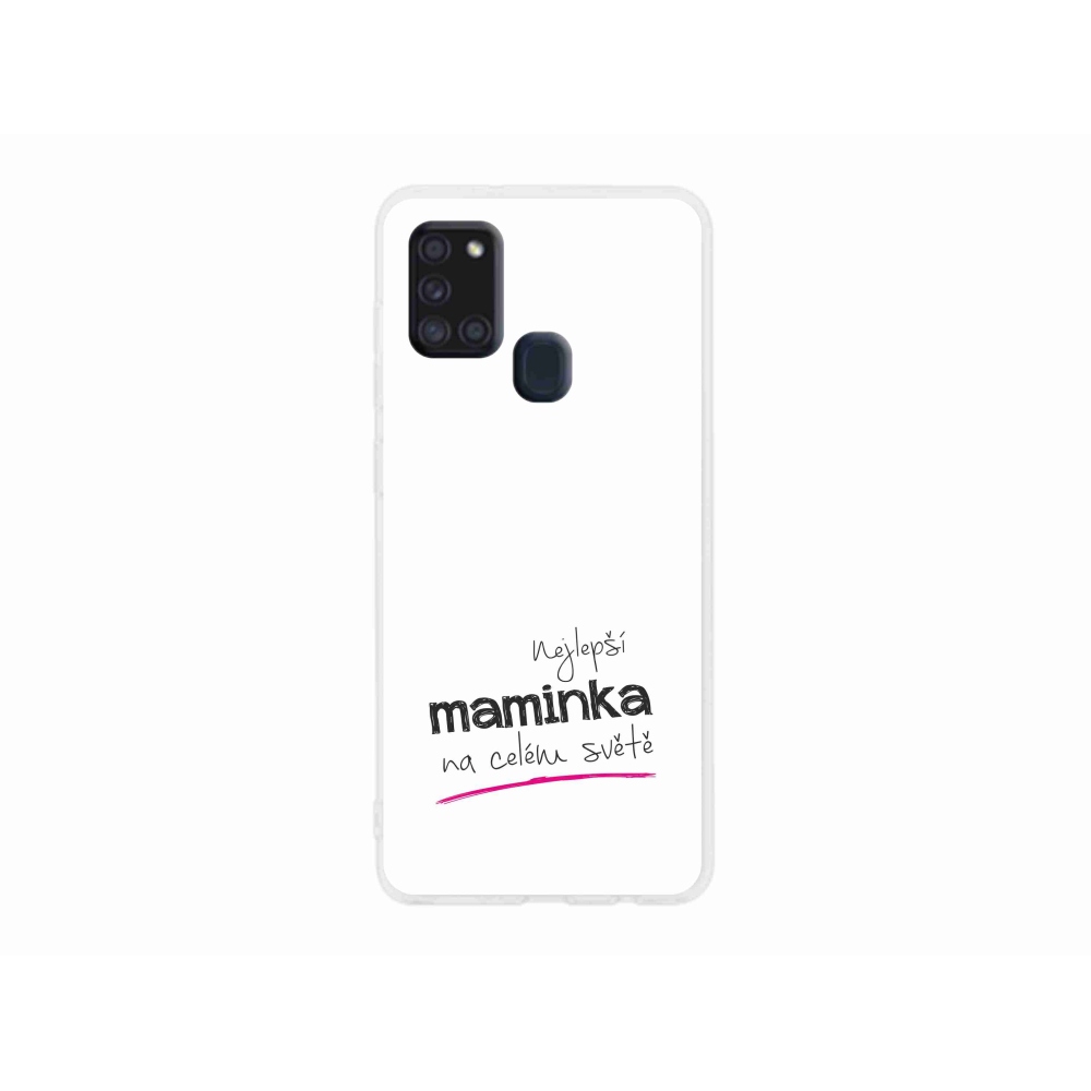 Gél borító mmCase Samsung Galaxy A21s - legjobb anya 4 fehér háttérrel