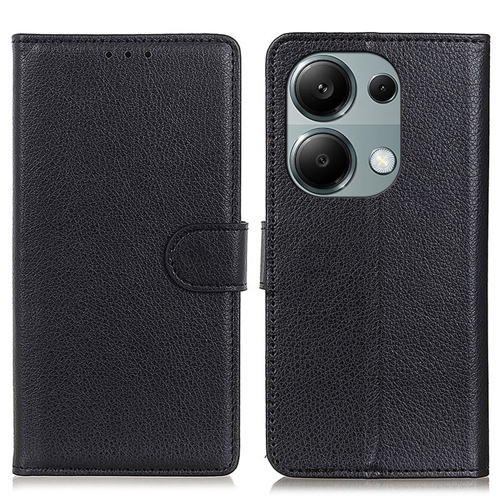 Litchie könyv tok Xiaomi Redmi Note 13-hoz - fekete