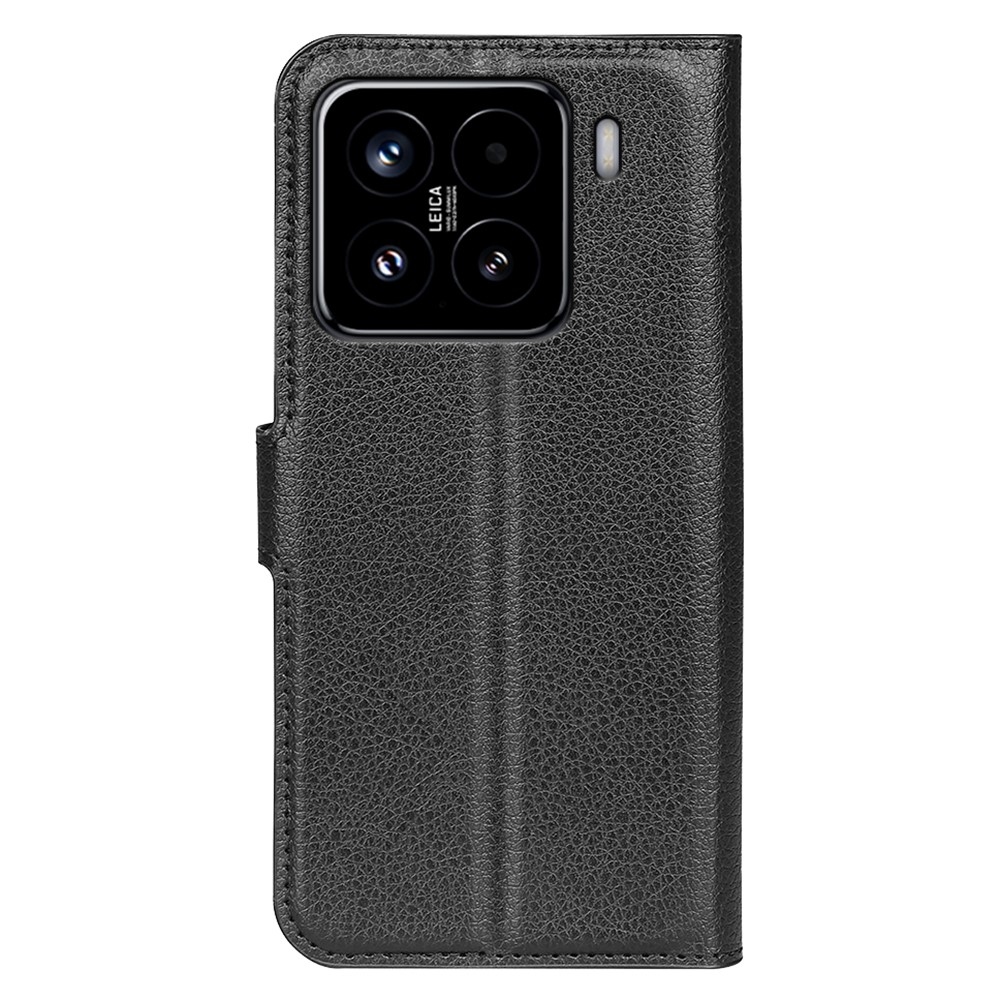 Litchi könyv tok Xiaomi 15-öshöz - fekete
