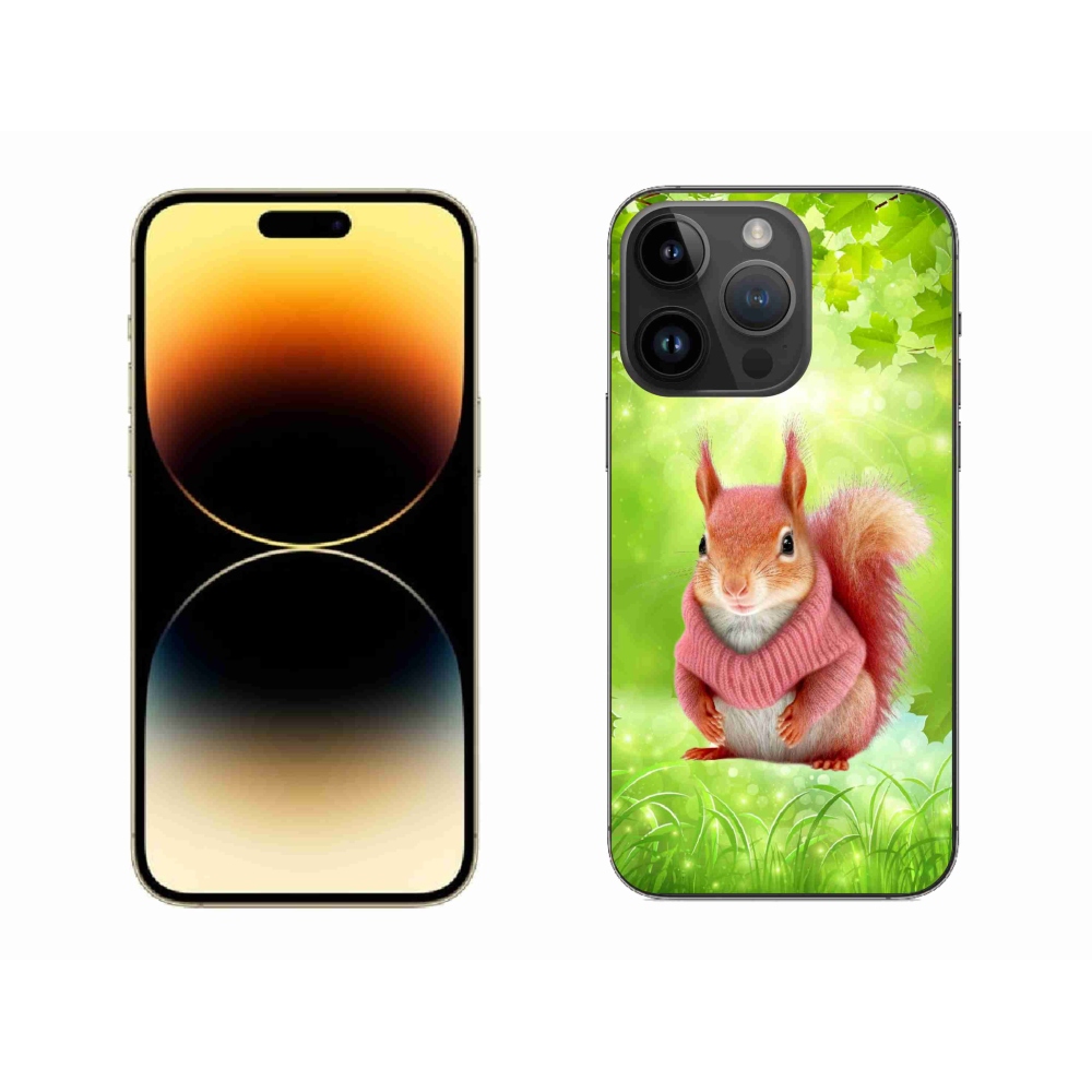 Zselés borítás mmCase iPhone 14 Pro Max készülékhez - mókus pulóverben