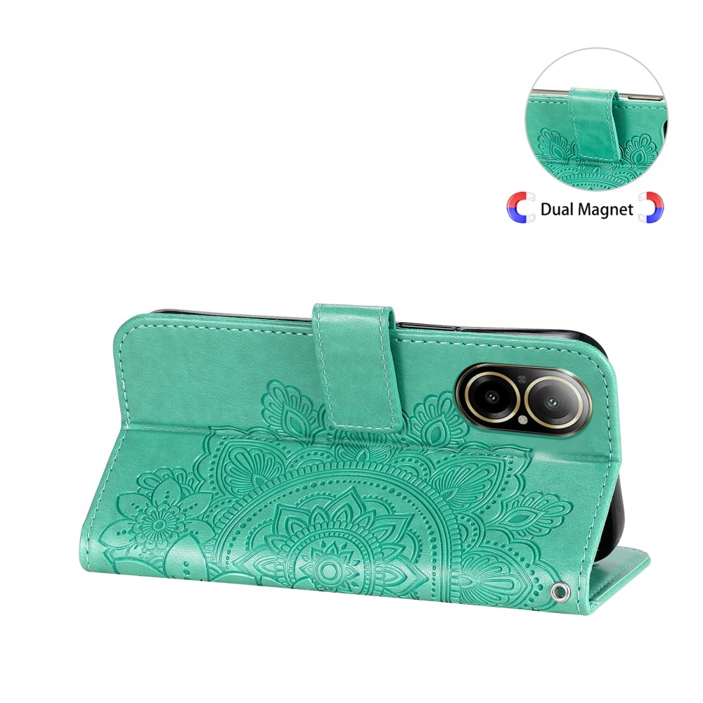 Mandala könyvtáska a Realme C67 készülékhez - teal színű