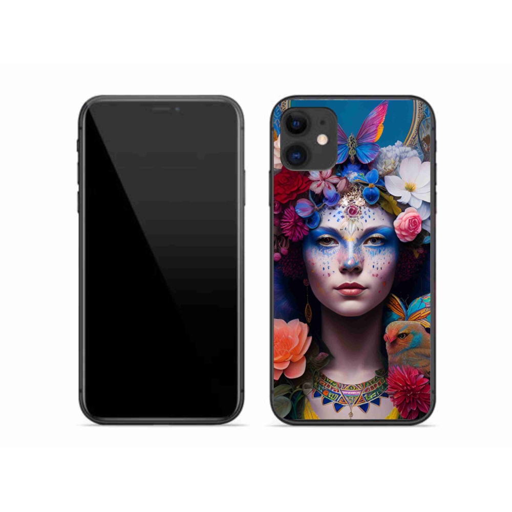 Gél borítás mmCase iPhone 11 készülékhez - nő virágokkal
