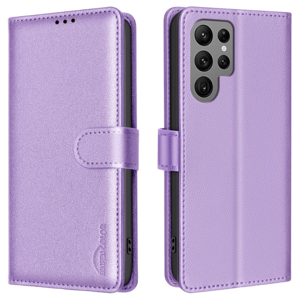 BINFEN könyv tok Samsung Galaxy S25 Ultra készülékhez - lila