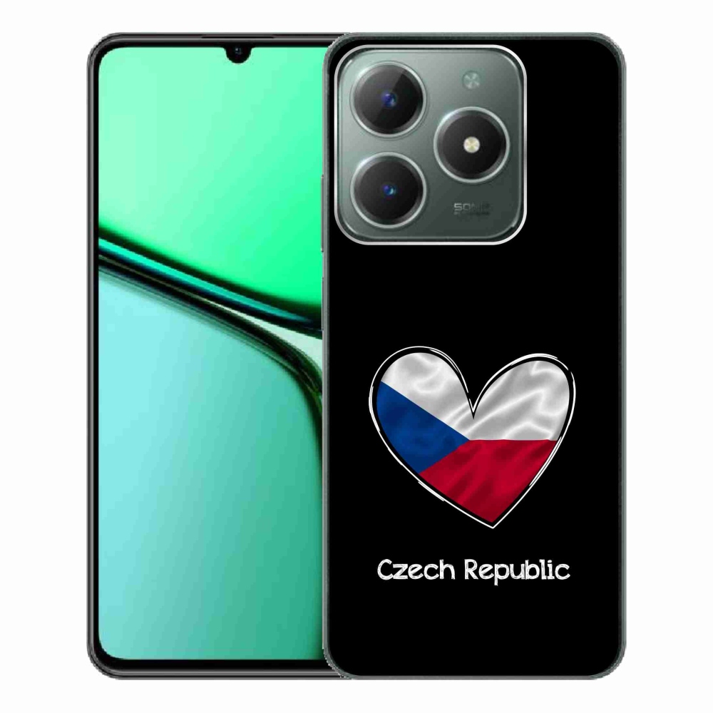 Zselés borító mmCase a Realme C61 készülékhez - zászlós szív fekete háttérrel