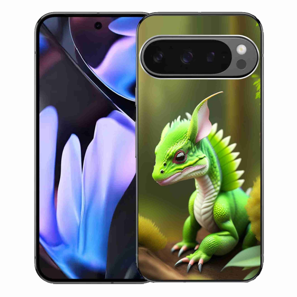 Zselés borítás mmCase a Google Pixel 9 Pro XL számára - zöld sárkány