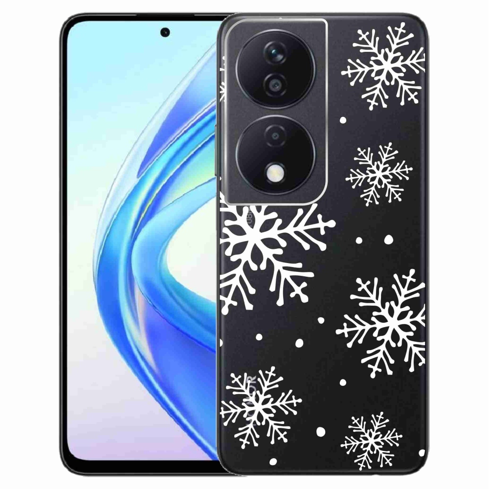 Zselés borítás mmCase a Honor X7b/Honor 90 Smart készülékhez - fehér pelyhek átlátszó háttéren