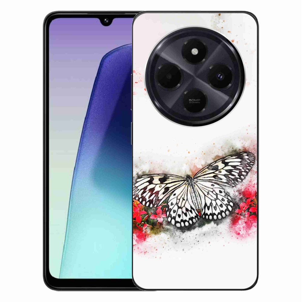 Gél borítás mmCase a Xiaomi Redmi 14C/Poco C75-hez - fekete és fehér pillangó