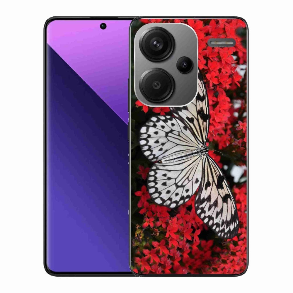 Gél borítás mmCase a Xiaomi Redmi Note 13 Pro+ 5G - fekete és fehér pillangó 1