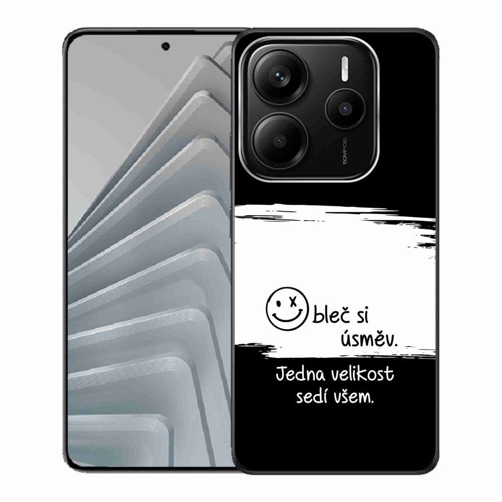 Gél borító mmCase a Xiaomi Redmi Note 14 5G-hez - vicces szöveg 8 fekete és fehér háttérrel