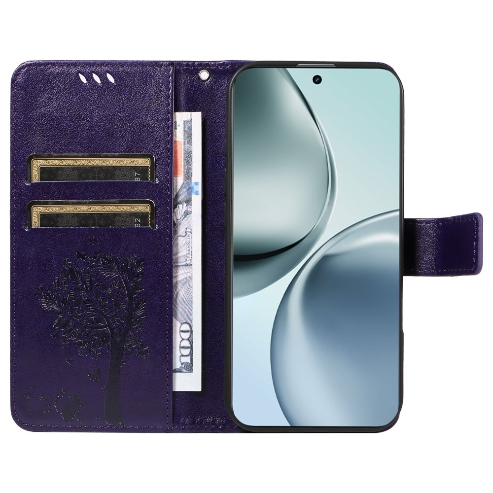 Fák könyvtáska a Realme 14 Pro+ 5G számára - sötét lila