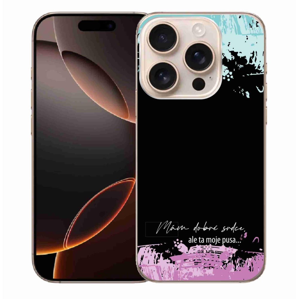 Gél borítás mmCase iPhone 16 Pro Max készülékhez - vicces szöveg 3 fekete háttér