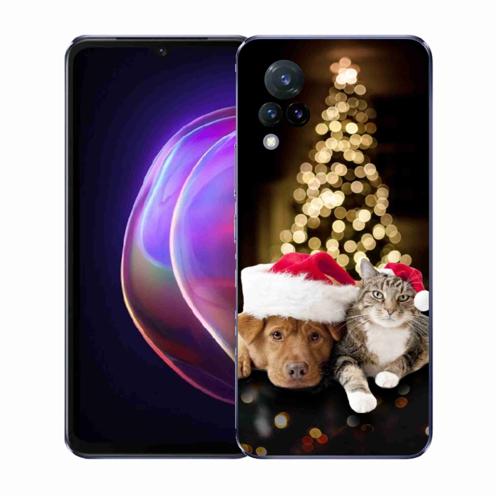 Gél borító mmCase a Vivo V21 4G/5G-n - Karácsonyi kutya és macska