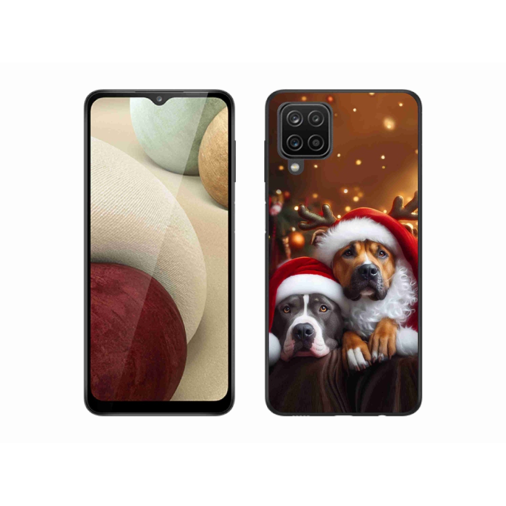 Gél borítás mmCase Samsung Galaxy A12 - Karácsonyi kutyák